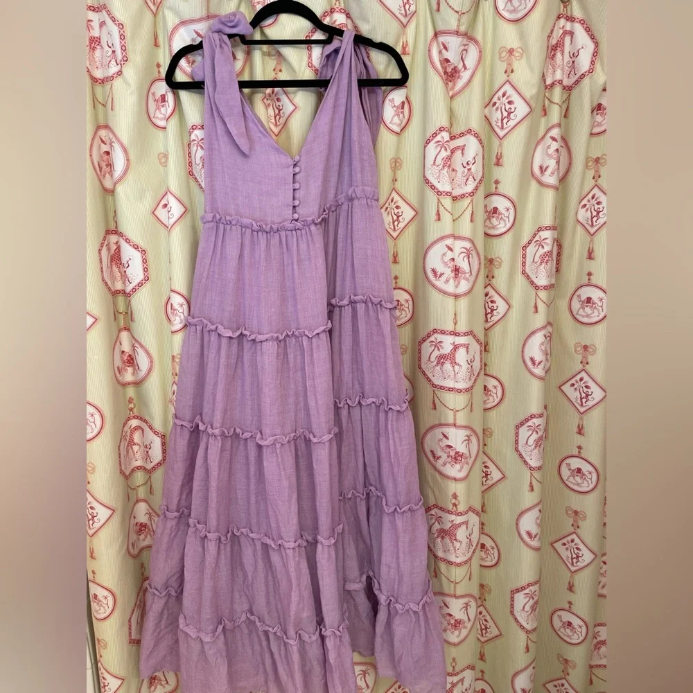 English Factory Tiered Mido Dress in Lilac Size Large - Picture 4 of 8